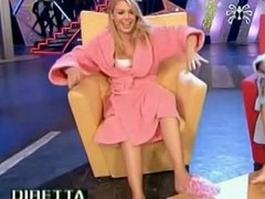 In a curious TV show a hawt tow-haired cut up around a bathrobe happily shows off and seductively strokes her hot feet and lengthy trotters aired live now archived or upload